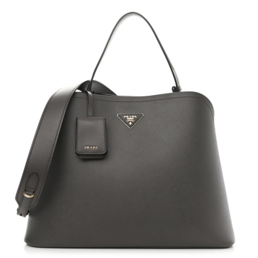 Authentic PRADA Saffiano Cuir Matinee Tote Fumo